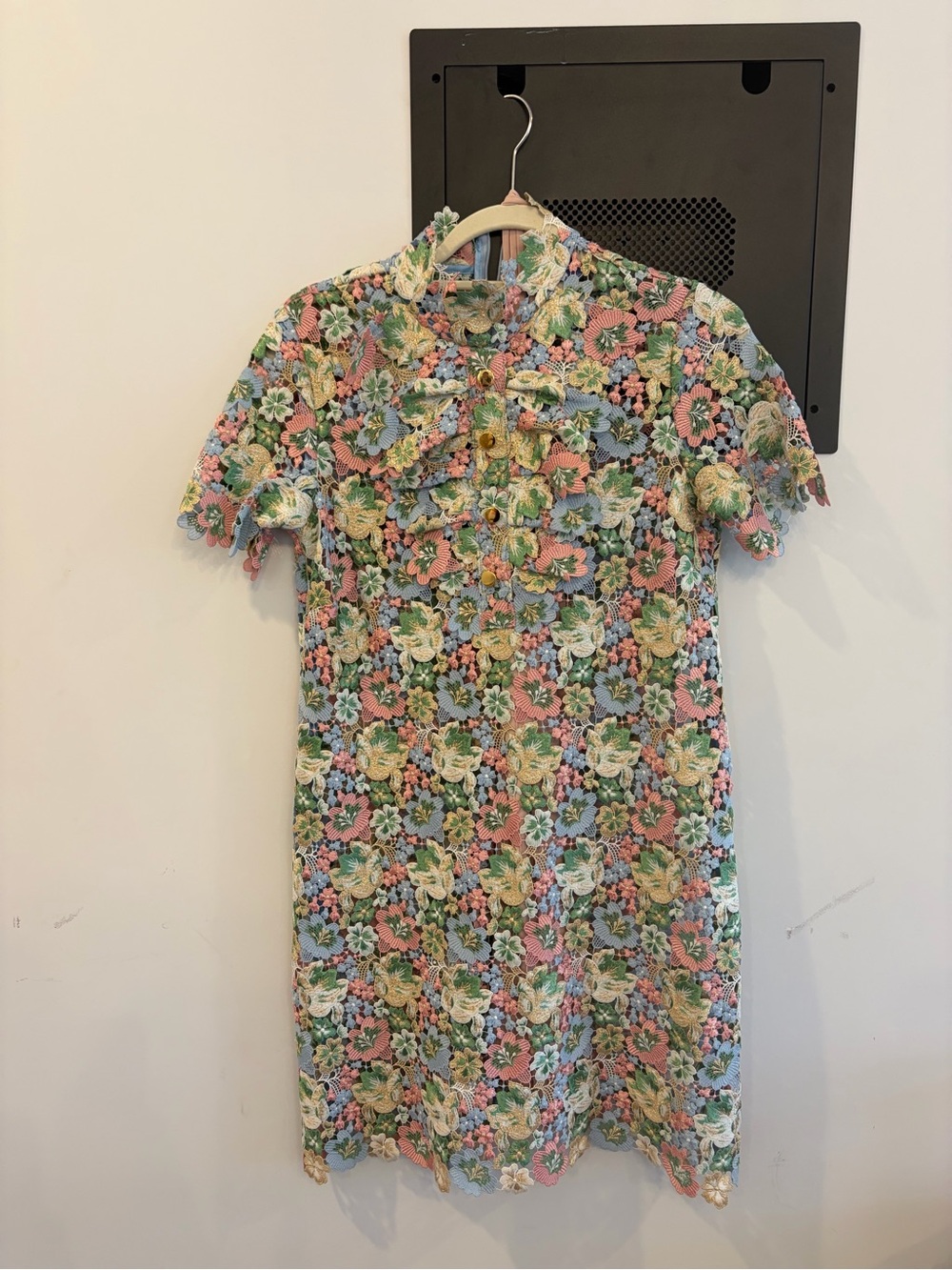 macgraw floral mini dress in pink, green, blue, cream